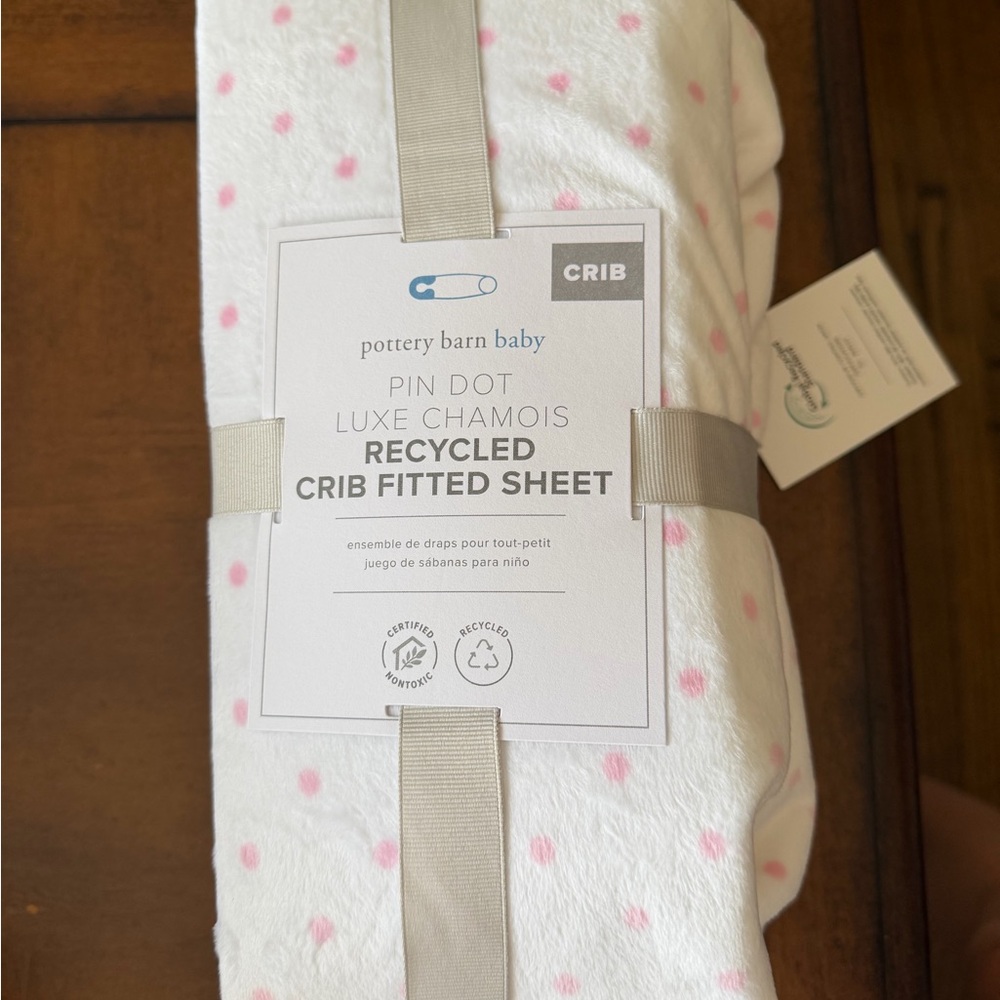 Pottery Barn Baby Pink Dot Crib Fitted Sheet